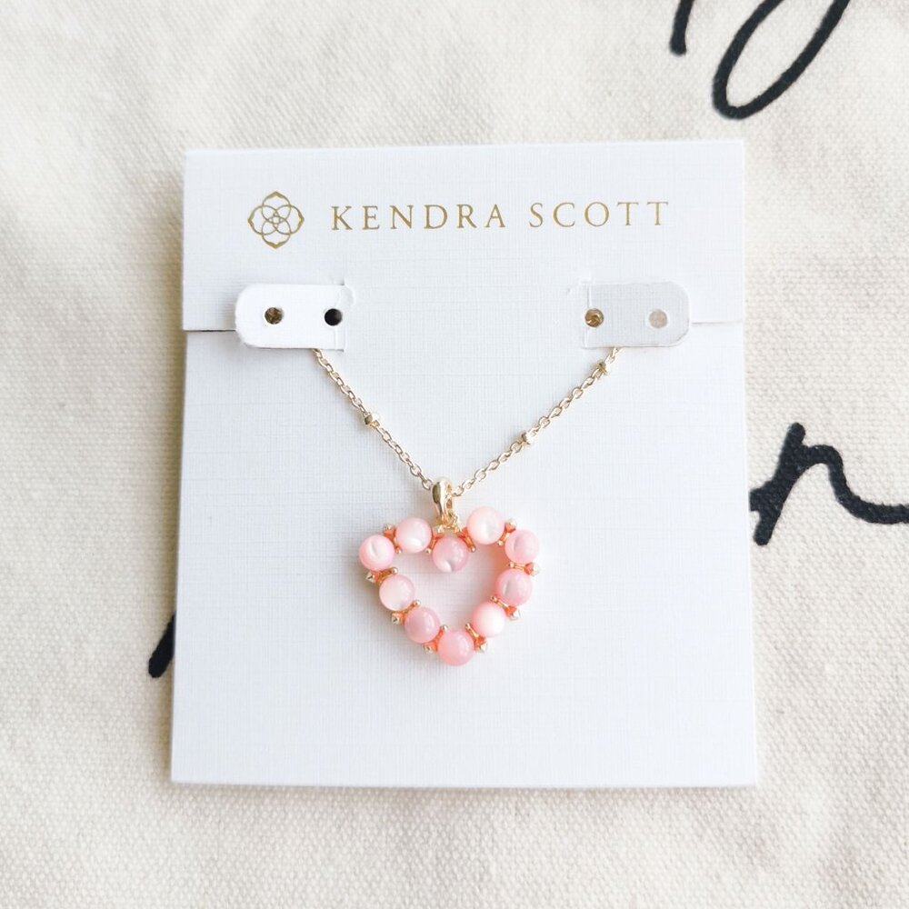 Kendra Scott Short Necklace - Ashton Heart - Blush Ivory Mother-of-Pearl Gold